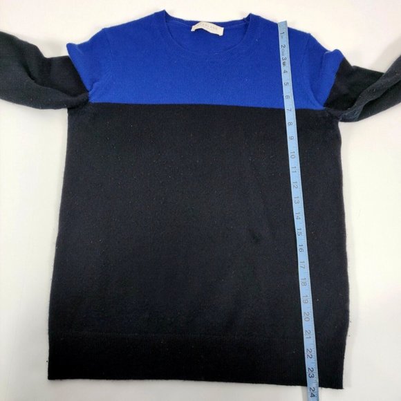 EVERLANE Womens' Size S  Colorblock  100% Cashmere Pullover Sweater Black Blue - Picture 5 of 8